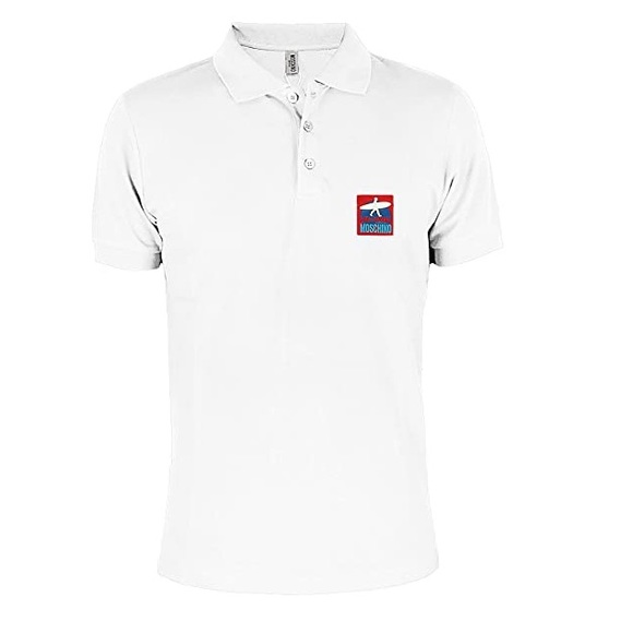 Moschino Swim White Polo w Sea Lover & Surfboard Moschino Patch NWT XXL - Picture 12 of 12